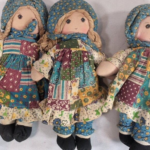 3 Set The Original Holly Hobbie Doll Knickerbocker 1970s Rag Plush Cloth Vintage - Picture 4 of 13